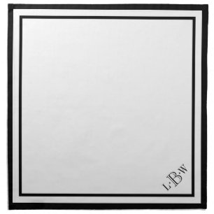 Classic Black Border Monogrammed Cloth Napkin