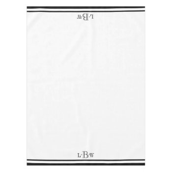 Classic Black Border Monogrammed Tablecloth by Letsrendevoo at Zazzle
