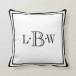 Classic Black Border Monogrammed Throw Pillow