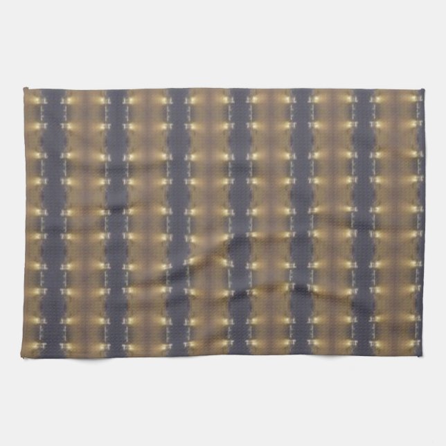 Classic Black Brown Gold Stripes and Squares Towel (Horizontal)