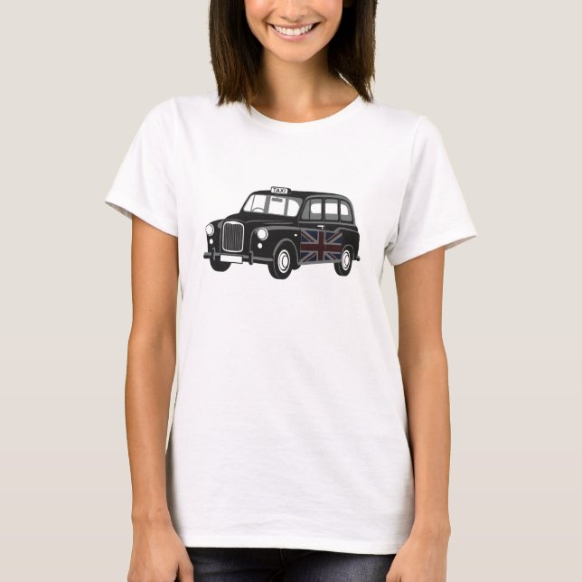 Classic Black Cab London Retro Flat Design T-Shirt (Front)