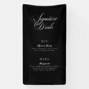 Classic Black Calligraphy Signature Drinks Menu Banner