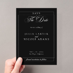 Classic Black Calligraphy Wedding Save The Date