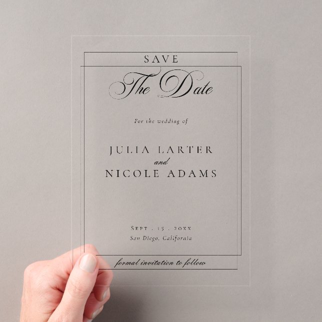 Classic Black Calligraphy Wedding Save The Date (Insitu (Handheld))