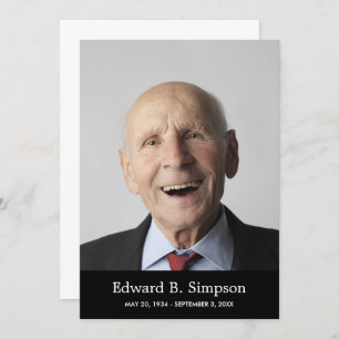 Classic Black Celebration Of Life With Photo Invitation