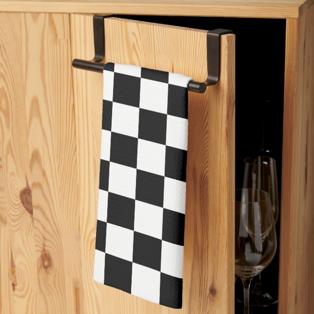 Classic black checkerboard kitchen towel (Thirds Fold)