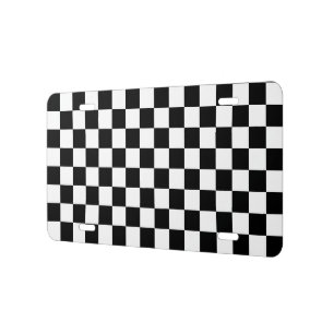 Classic black checkerboard license plate