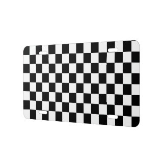 Classic black checkerboard license plate