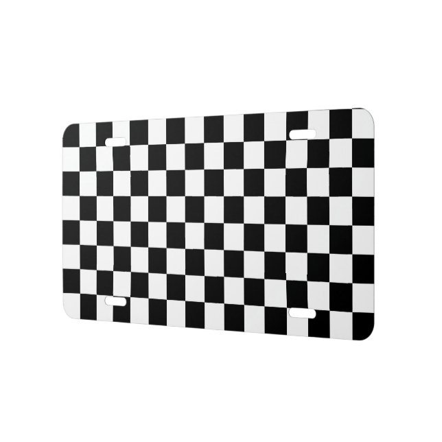 Classic black checkerboard license plate (Left)