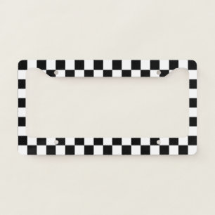 Classic black checkerboard license plate frame