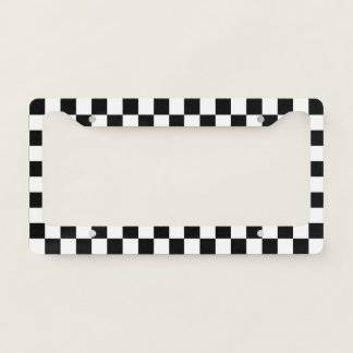 Classic black checkerboard license plate frame