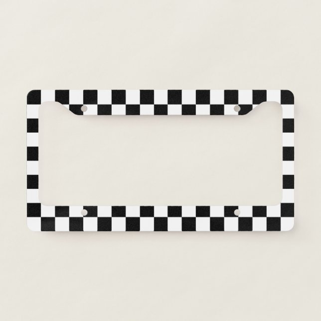 Classic black checkerboard license plate frame (Front)