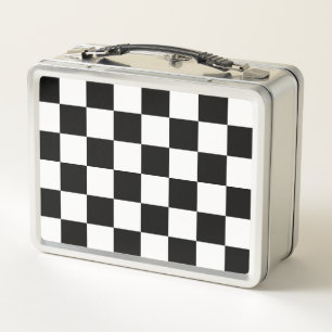 Classic black checkerboard metal lunch box