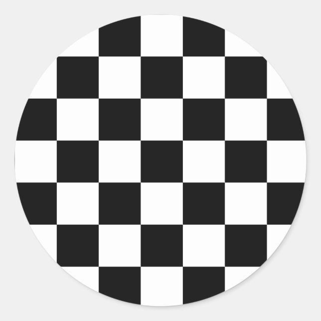Classic black checkerboard round sticker (Front)