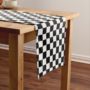 Classic black checkerboard short table runner