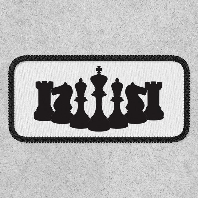 Classic Black Chess Piece and White Background Patch (Front)