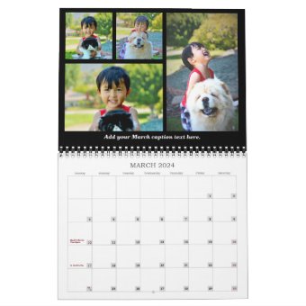 Classic Black Collage Custom Photo Monthly Calendar | Zazzle