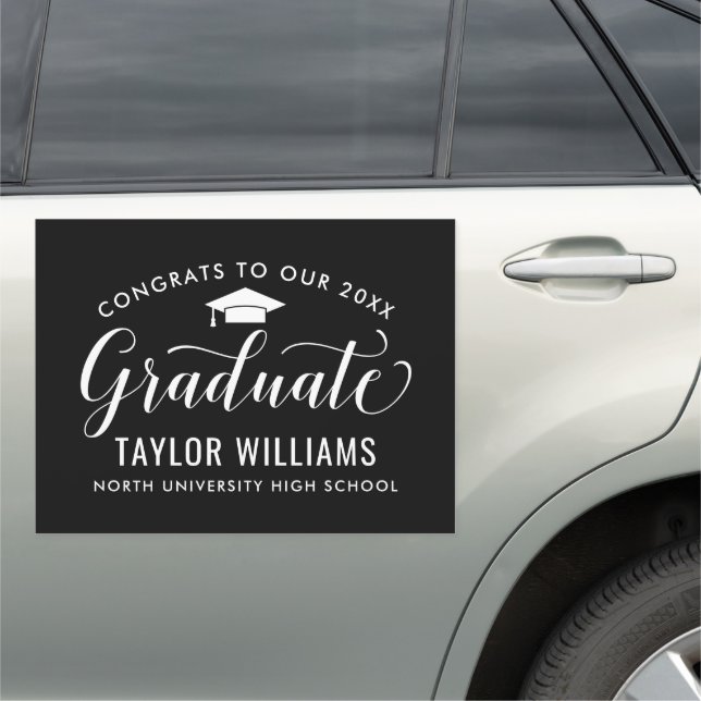 Classic Black Congrats Graduate Script Car Magnet (In Situ)