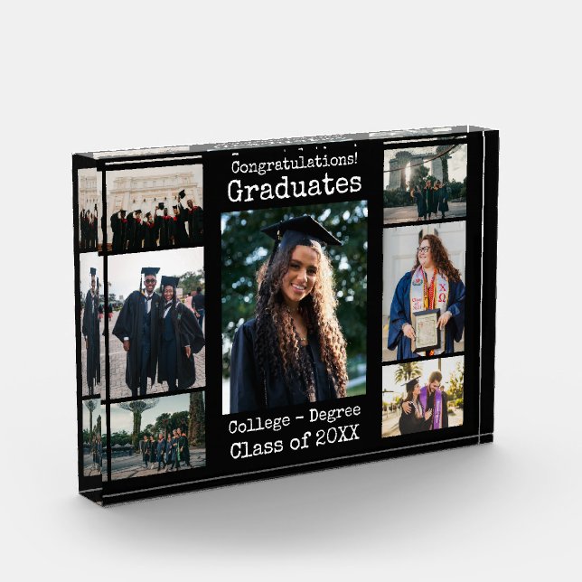 Classic Black Congratulations Graduates Photo  Block (Left)