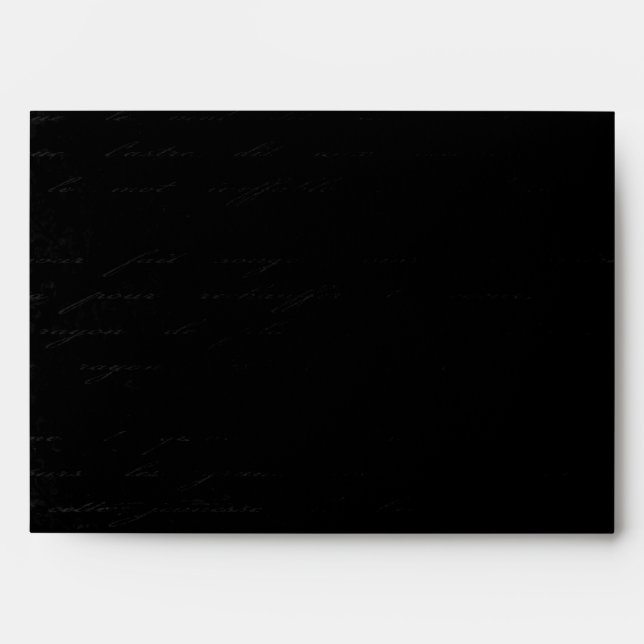Classic Black Damask: Custom Linen Wedding A-7 Envelope (Front)