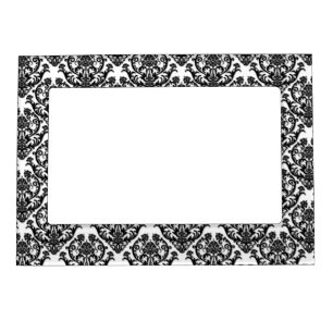 Classic Black Damask Pattern Magnetic Picture Frame