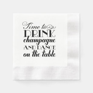 Classic Black Drink Champagne Dance Wedding Paper Napkins