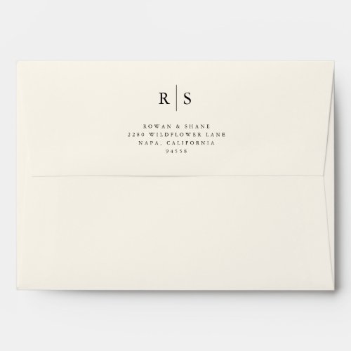 Classic Black  Ecru Monogram Wedding Envelope