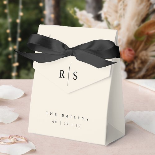 Classic Black  Ecru Monogram Wedding Favor Boxes