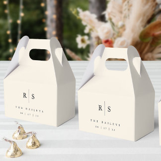 Classic Black & Ecru Monogram Wedding Favor Boxes