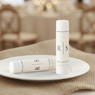 Classic Black & Ecru Monogram Wedding Favor Lip Balm