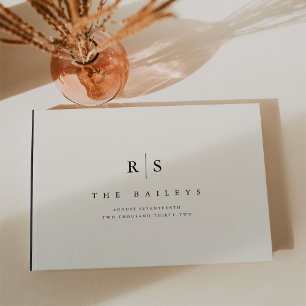 Classic Black & Ecru Monogram Wedding Guest Book
