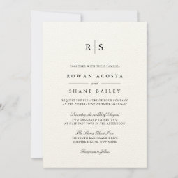 Classic Black & Ecru Monogram Wedding Invitation | Zazzle