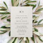 Classic Black & Ecru Monogram Wedding Invitation<br><div class="desc">An elegant initial monogram detail graces the top of these traditional wedding invitations in crisp black on rich cream ivory background. A timeless choice for elegant weddings,  with beautiful traditional typefaces and a formal layout.</div>