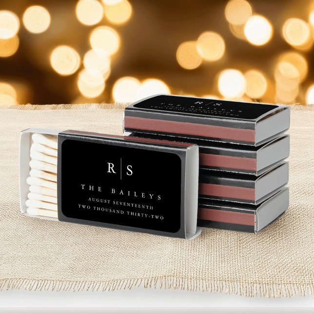 Classic Black & Ecru Monogram Wedding Matchboxes (Creator Uploaded)