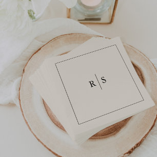 Classic Black & Ecru Monogram Wedding Napkins