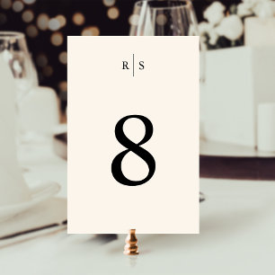 Classic Black & Ecru Monogram Wedding Table Number