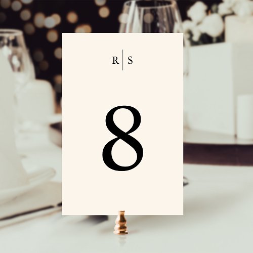 Classic Black  Ecru Monogram Wedding Table Number