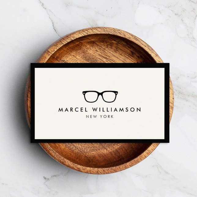 Classic Black Eyeglasses Logo Ivory Business Card (Creator Uploaded)