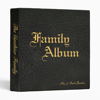 Classic Black Faux Leather & Gold Family Album Binder