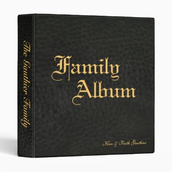 Classic Black Faux Leather & Gold Family Album Binder by TheInspiredEdge at Zazzle