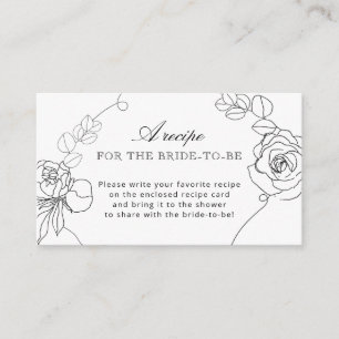 Classic Black Floral Bridal Shower Recipe Request  Enclosure Card