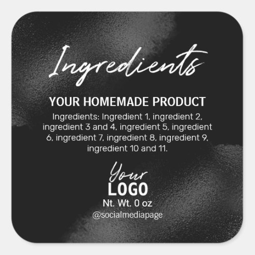 Classic Black Foil Ink Ingredient Labels