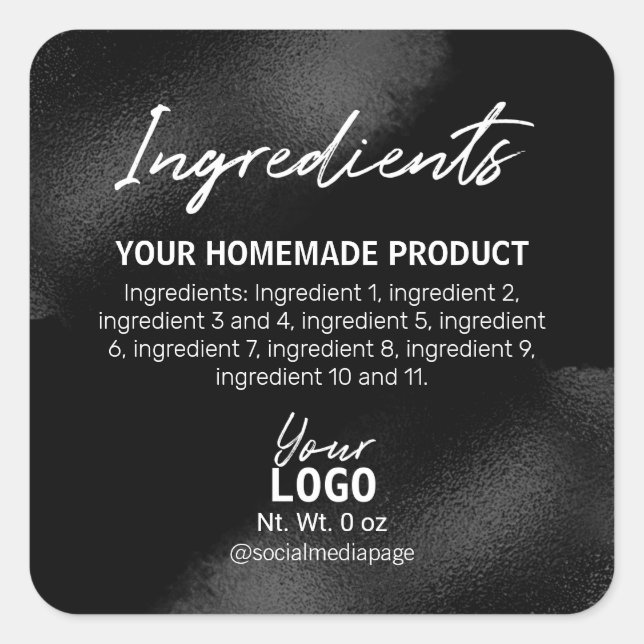 Classic Black Foil Ink Ingredient Labels (Front)