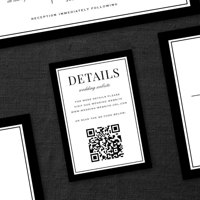 Classic Black Frame Wedding Details QR Code Enclosure Card (Creator Uploaded)