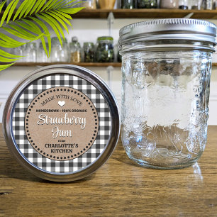 Classic Black Gingham Canning Jar Label