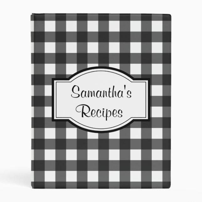 Classic Black Gingham Recipe Binder (Front)