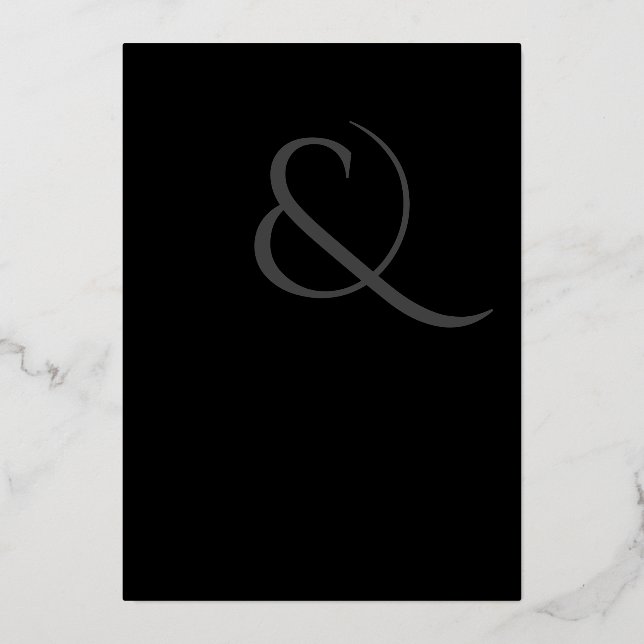 Classic Black GOLD Ampersand Modern Wedding Foil Invitation (Front)