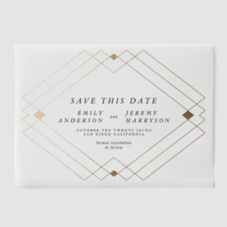Classic Black Gold Deco Wedding Save The Date Vellum Invitations