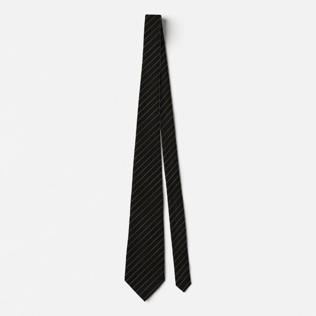 Classic Black & Gold Fine Stripe Neck Tie (Front)