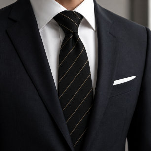 Classic Black & Gold Fine Stripe Neck Tie
